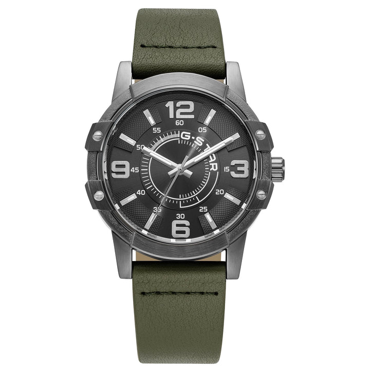 Constructed Gray Dial / Olive Green Leather Strap Gray Dial