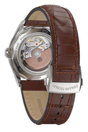 MO2-HS2 Jumping Hour Cooper Dial / Brown Alligator-embossed Leather Strap Copper