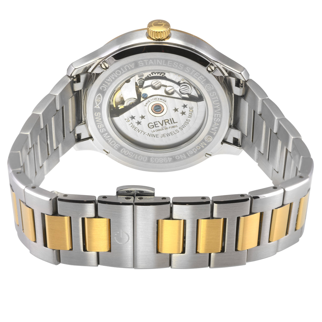 Stuyvesant Swiss Automatic, Two toned IPYG/316L Stainless Steel Case, Blue Dial,