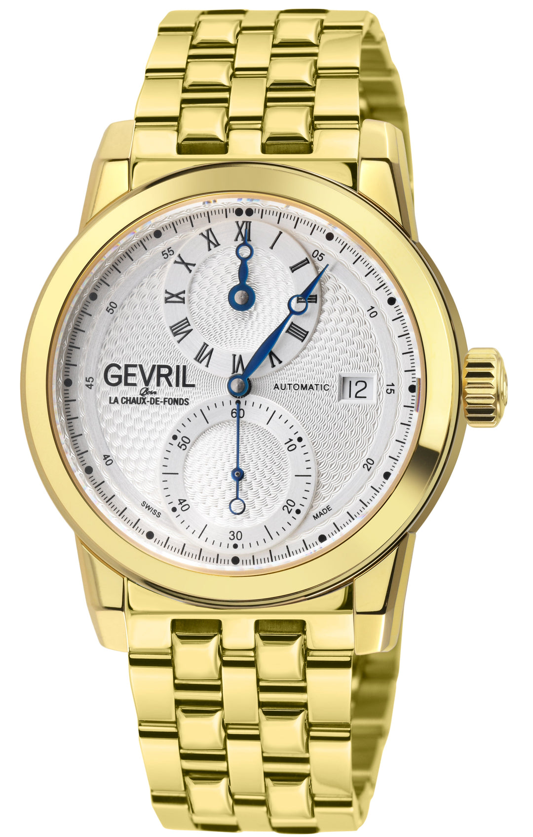 Gramercy Swiss made Automatic Sellita SW266, Gold Case, White Dial, Subdials | W