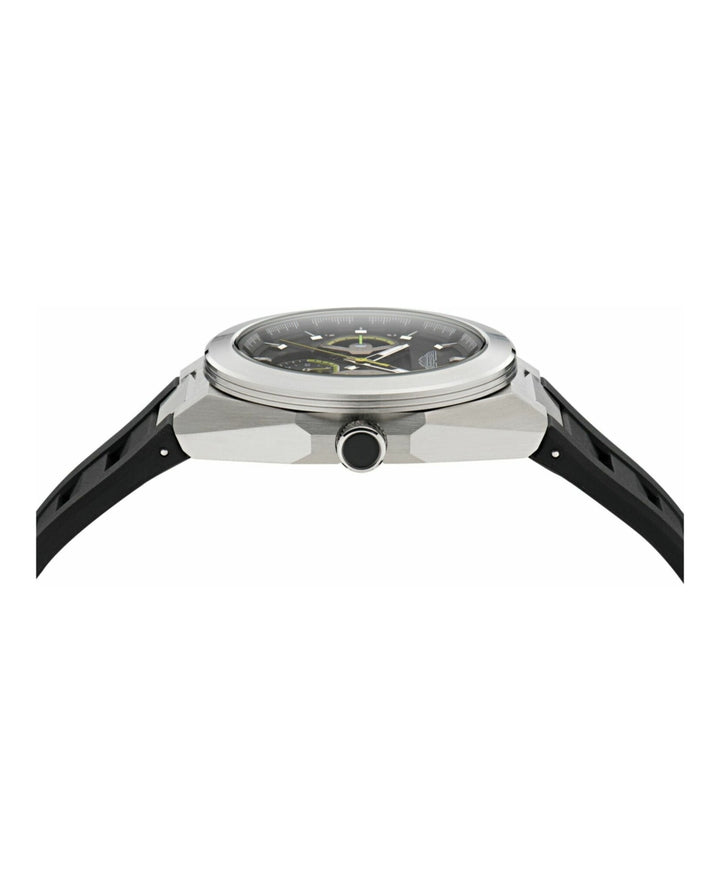 TKS Stainless Steel/ Black Silicone Strap Black Dial