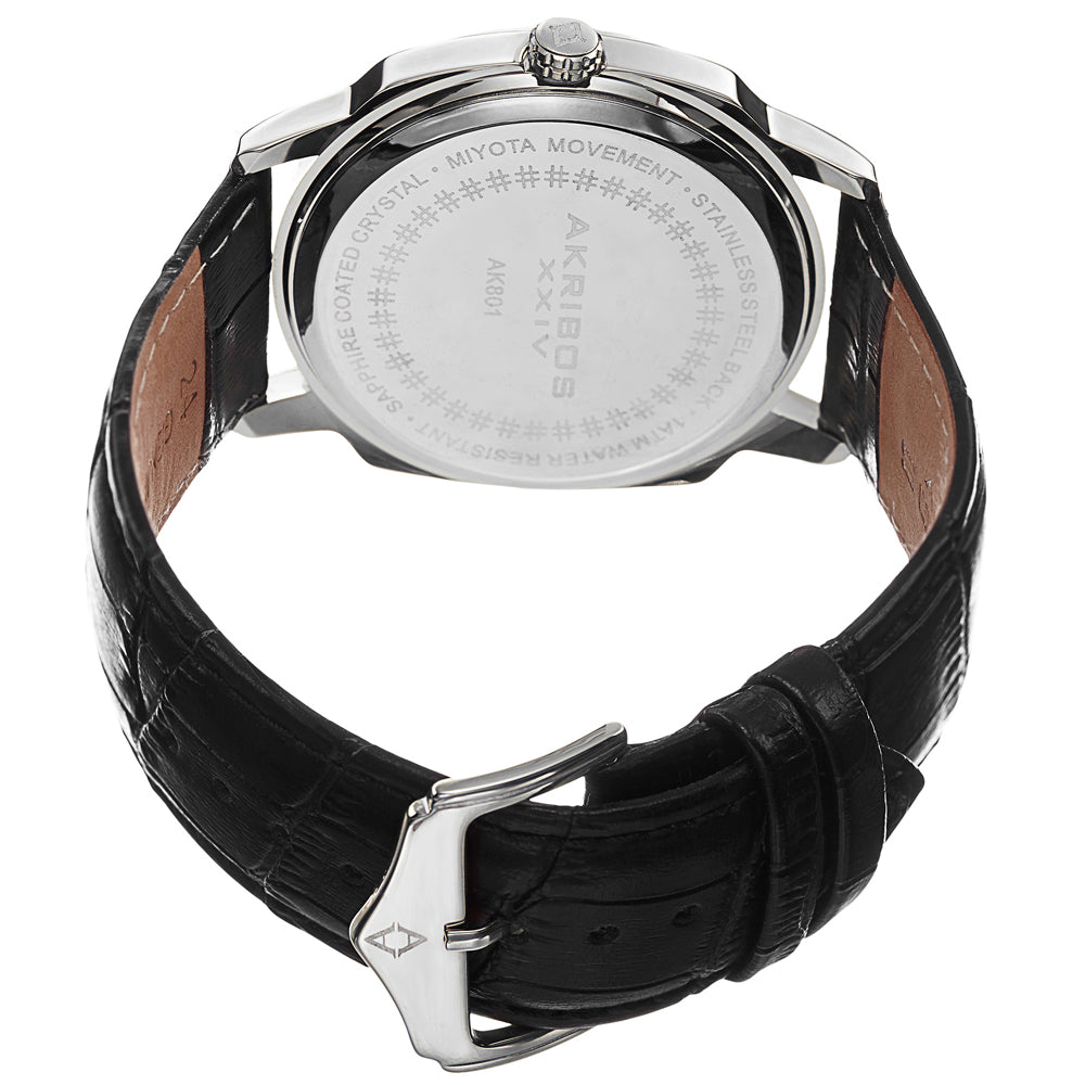 AK801BU-Casual Black/Leather | Salmon Dial