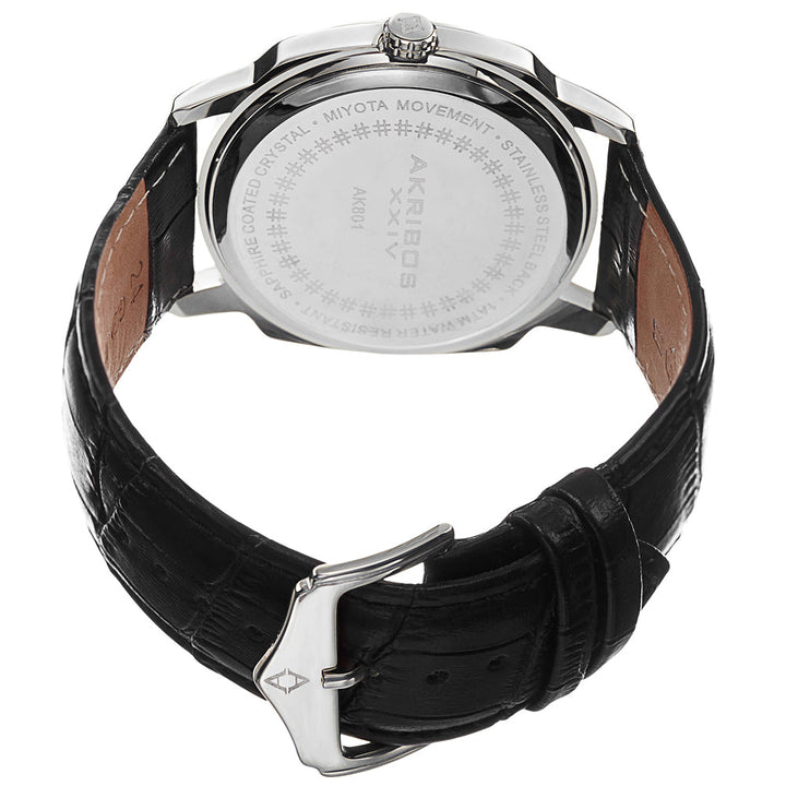 AK801BU-Casual Black/Leather | Salmon Dial
