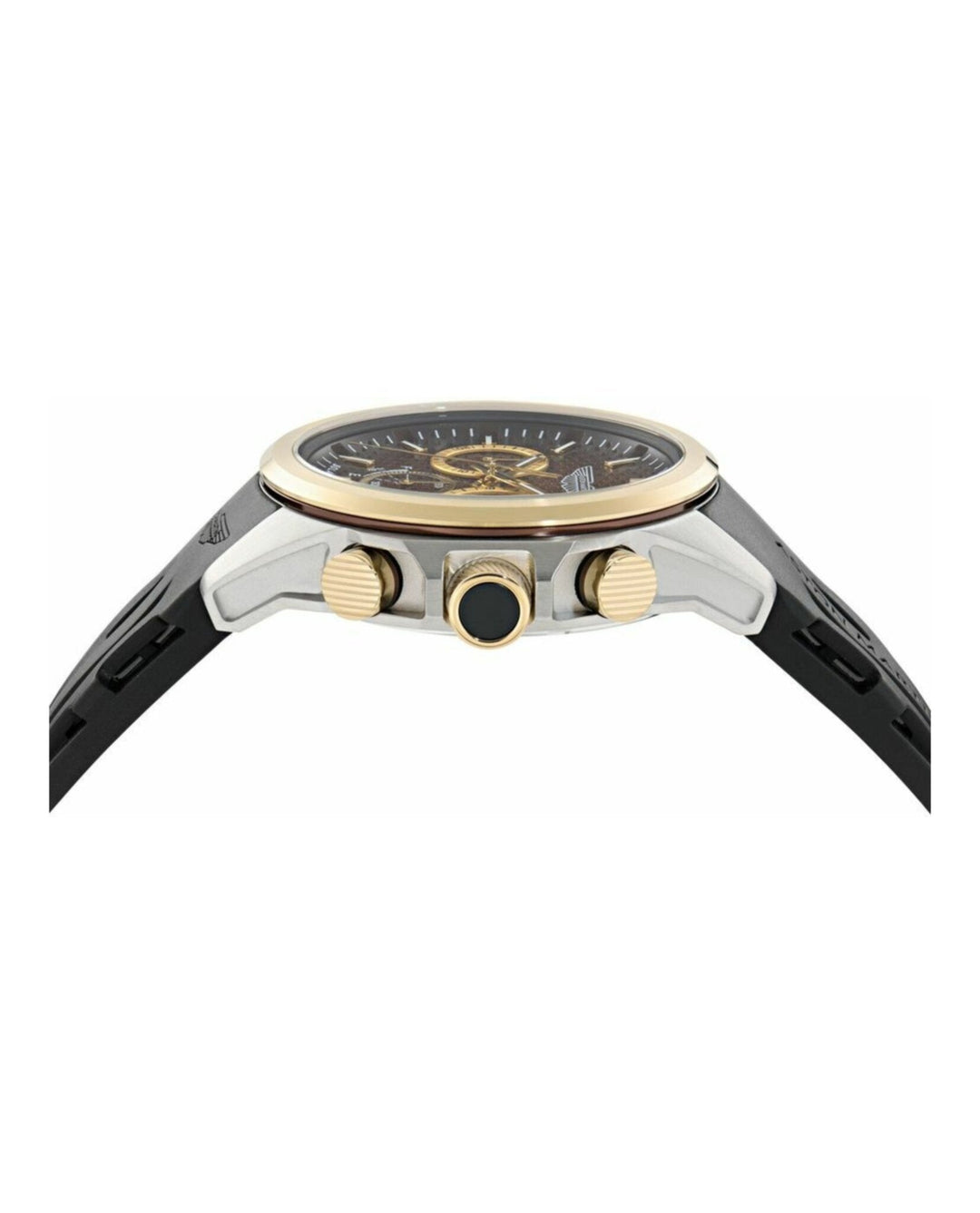 HLC Chrono Solar Two Tone Case/ Brown Dial/Black Silicone Strap Brown Dial