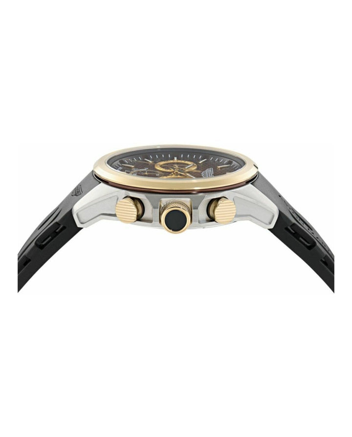 HLC Chrono Solar Two Tone Case/ Brown Dial/Black Silicone Strap Brown Dial