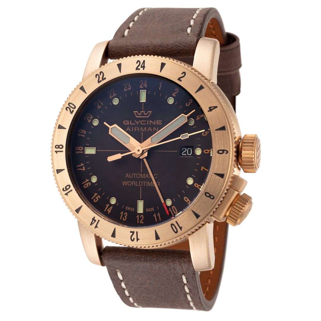 Airman Contemporary Bronze GMT 44mm / Brown / Dark Brown Brown Dial