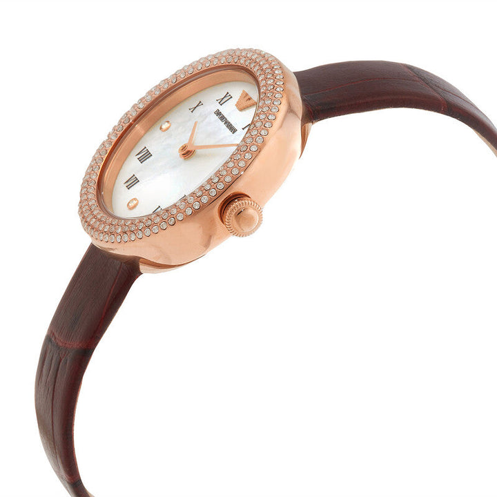 Classic Mother-Of-Pearl Dial / Burgundy Leather Strap Mother-of-Pearl Dial