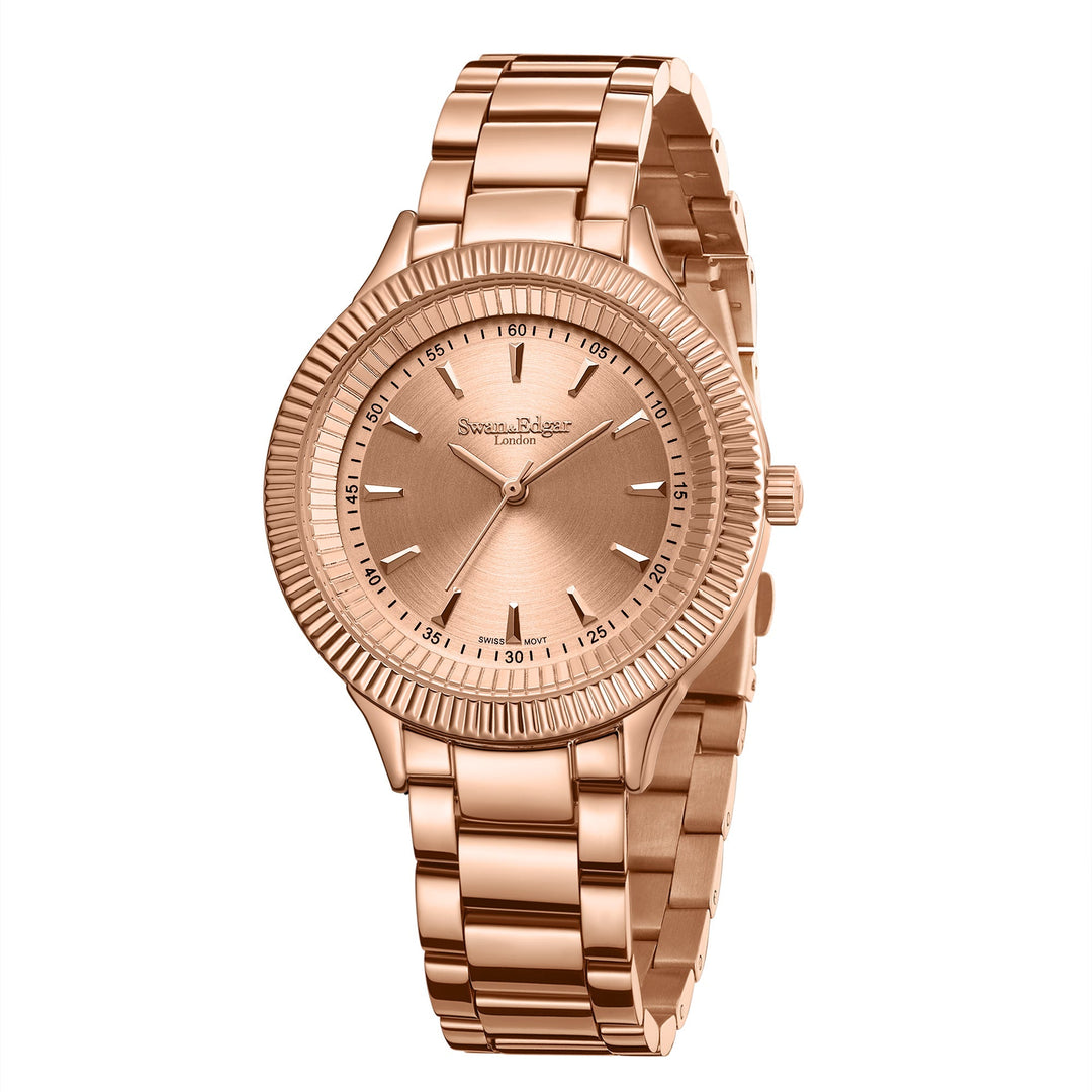Duet Rose Dial Rose Gold Steel Bracelet 38mm Rose Dial