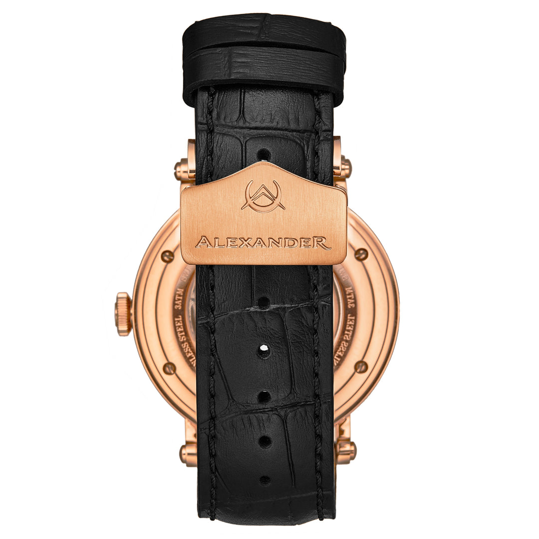 A153-05 Black/Leather | Rose / Salmon Dial