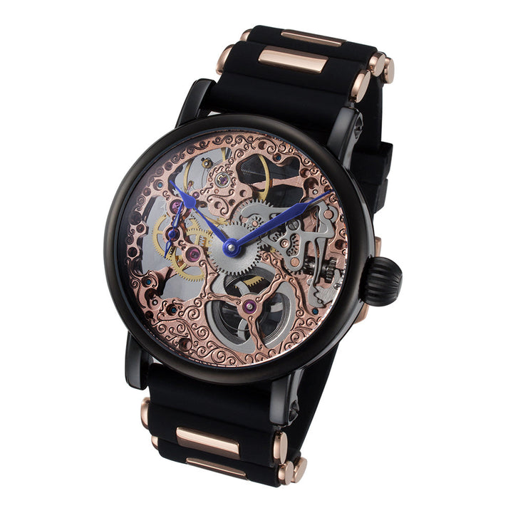 Skeleton Series black steel/rose gold | Gold Dial