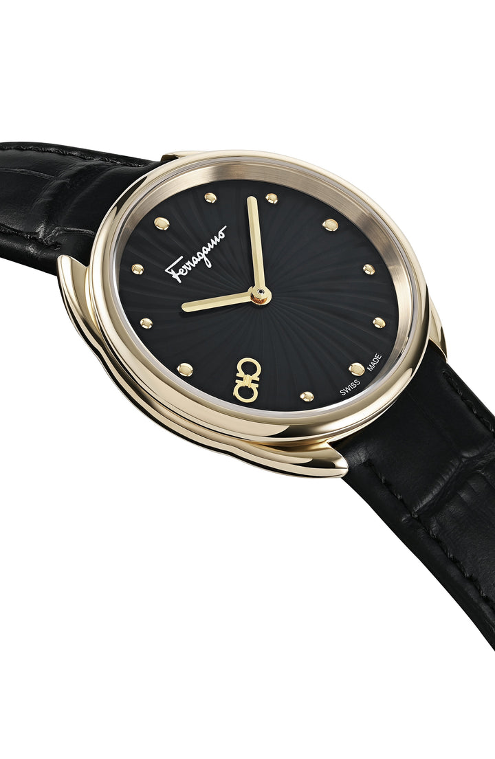 Cuir 34mm / Black / Black Black Dial