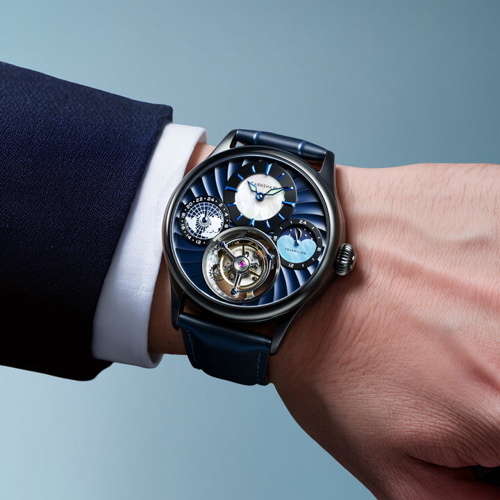 Celestial Huggins Tourbillon Mechanical Limited Edition Blue / Genuine Leather |