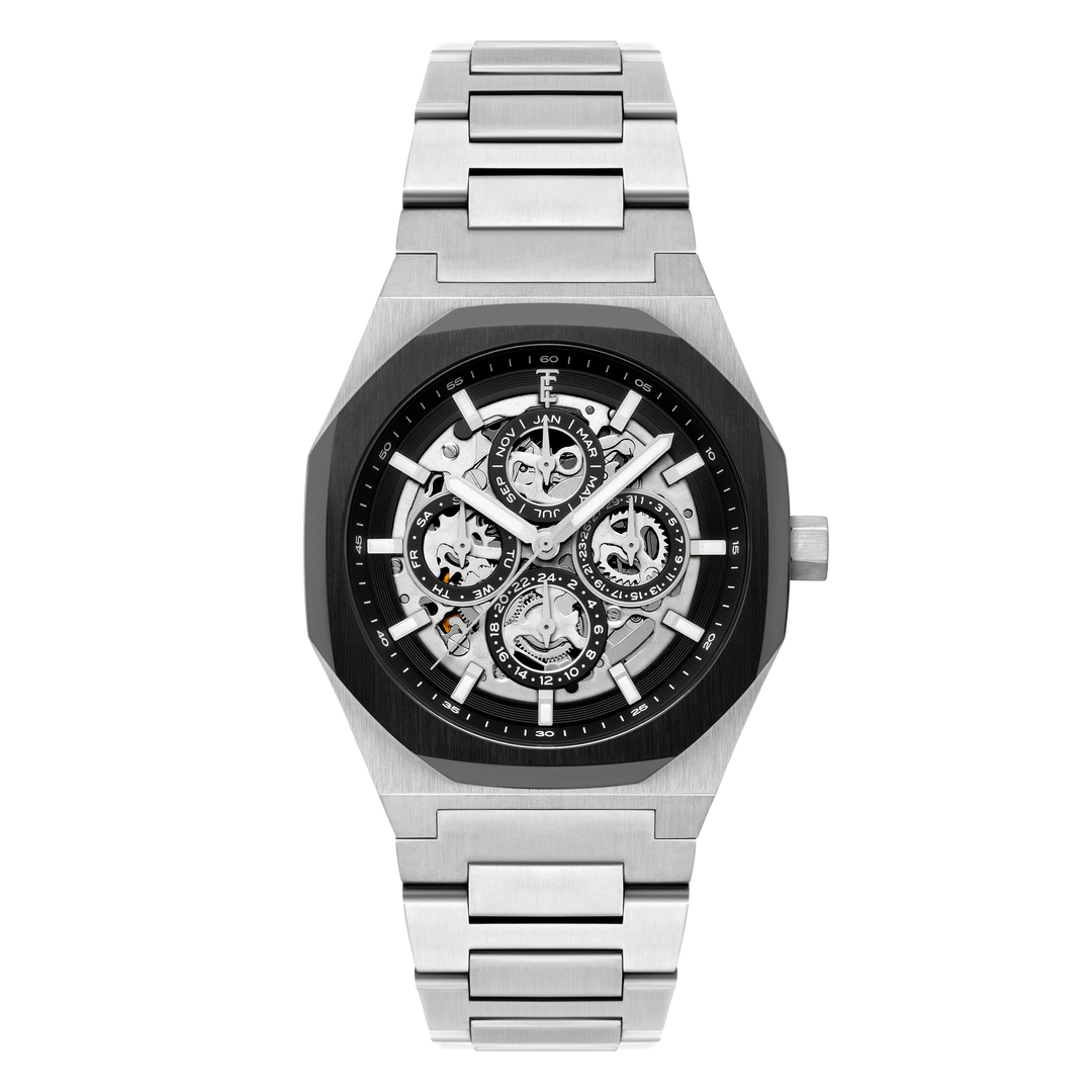 Discovery Drake Triple Calendar Skeleton Automatic Black & Silver / Stainless St