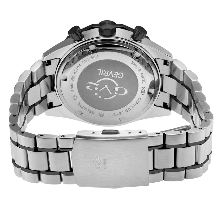 Regatta GV2 Swiss Quartz,Tide cycle indicator, Black dial, Two toned SS/IPBLK Br