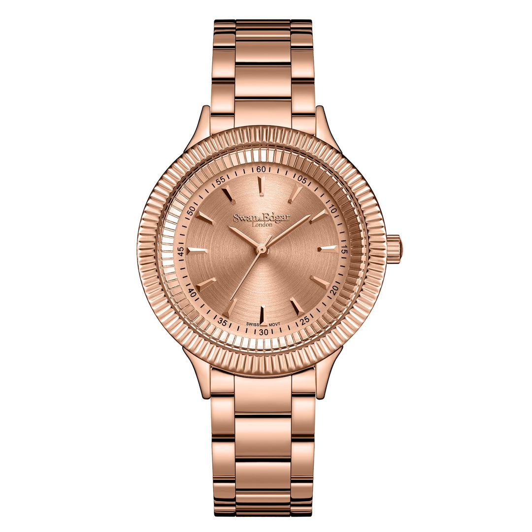 Duet Rose Dial Rose Gold Steel Bracelet 38mm Rose Dial