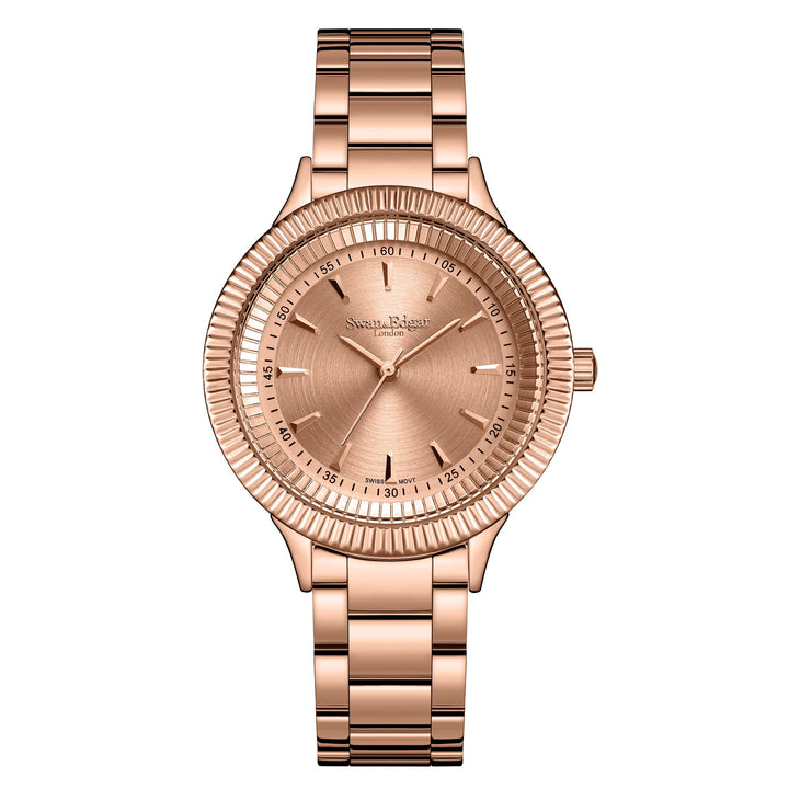 Duet Rose Dial Rose Gold Steel Bracelet 38mm Rose Dial