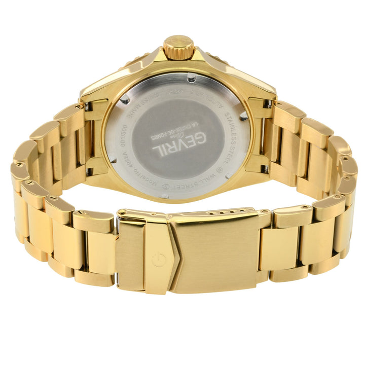 Wall Street Gevril Swiss Made SW330 IPYG Steel Rotating Bezel watch, Gold bezel,