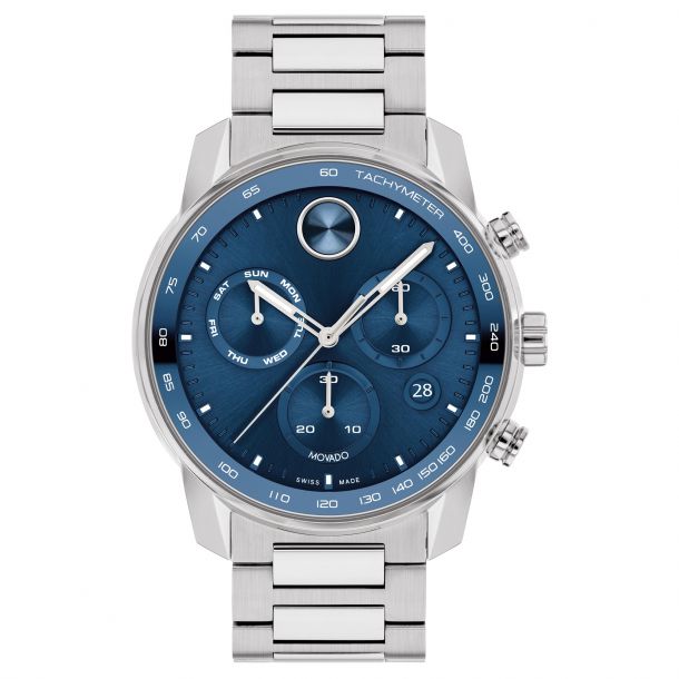 Movado 44mm / Silver / Blue | Blue Dial