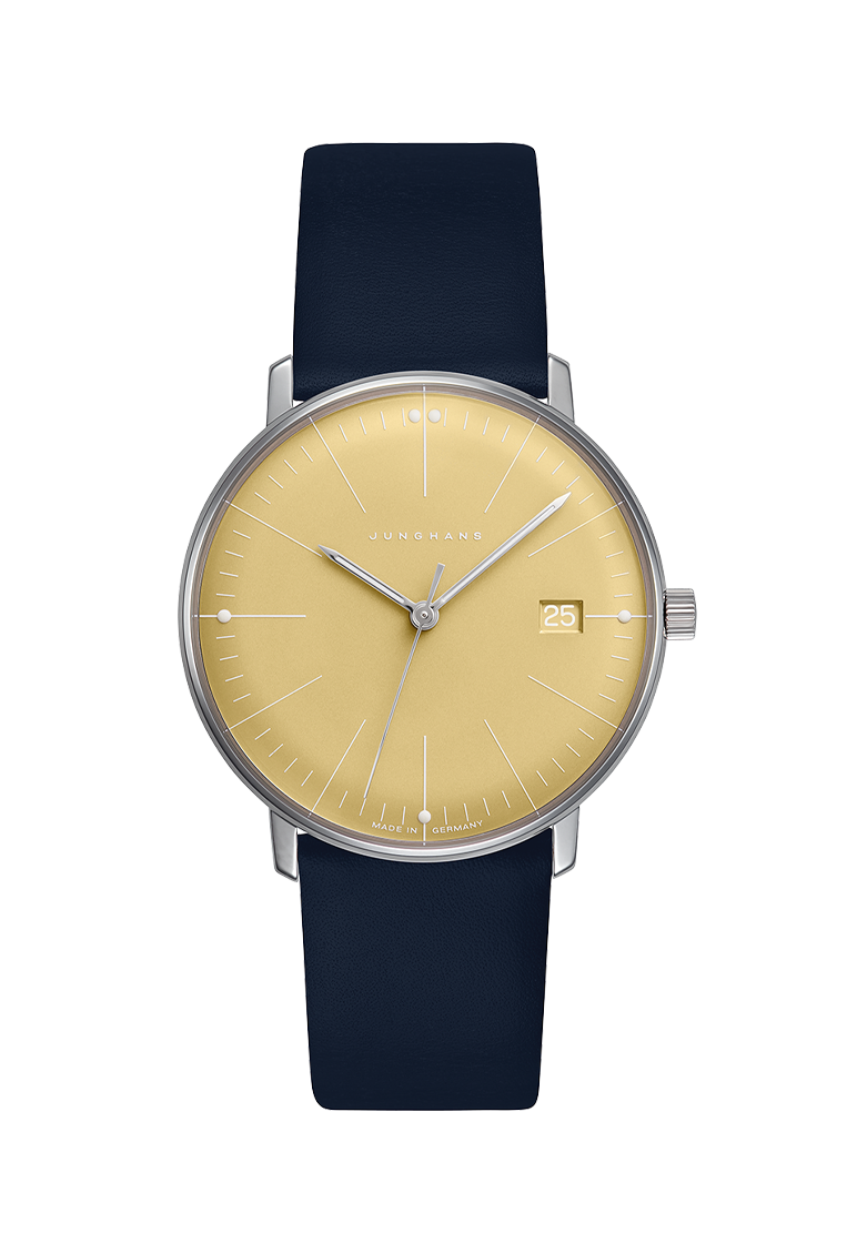Max Bill Damen Yellow Dial / Blue Leather Strap Yellow Dial