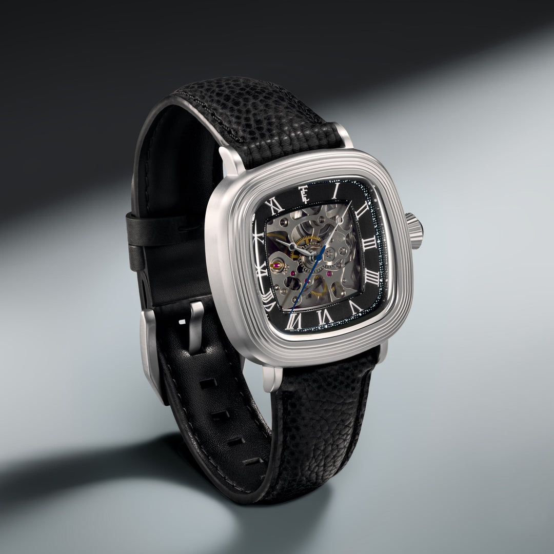 Heritage Chester Skeleton Automatic Black / Genuine Leather | Black Dial