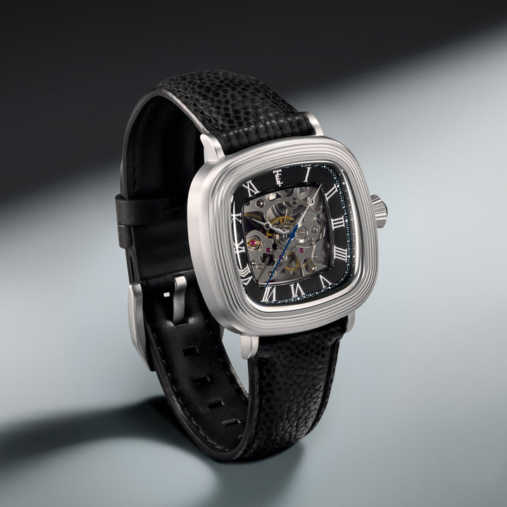 Heritage Chester Skeleton Automatic Black / Genuine Leather | Black Dial