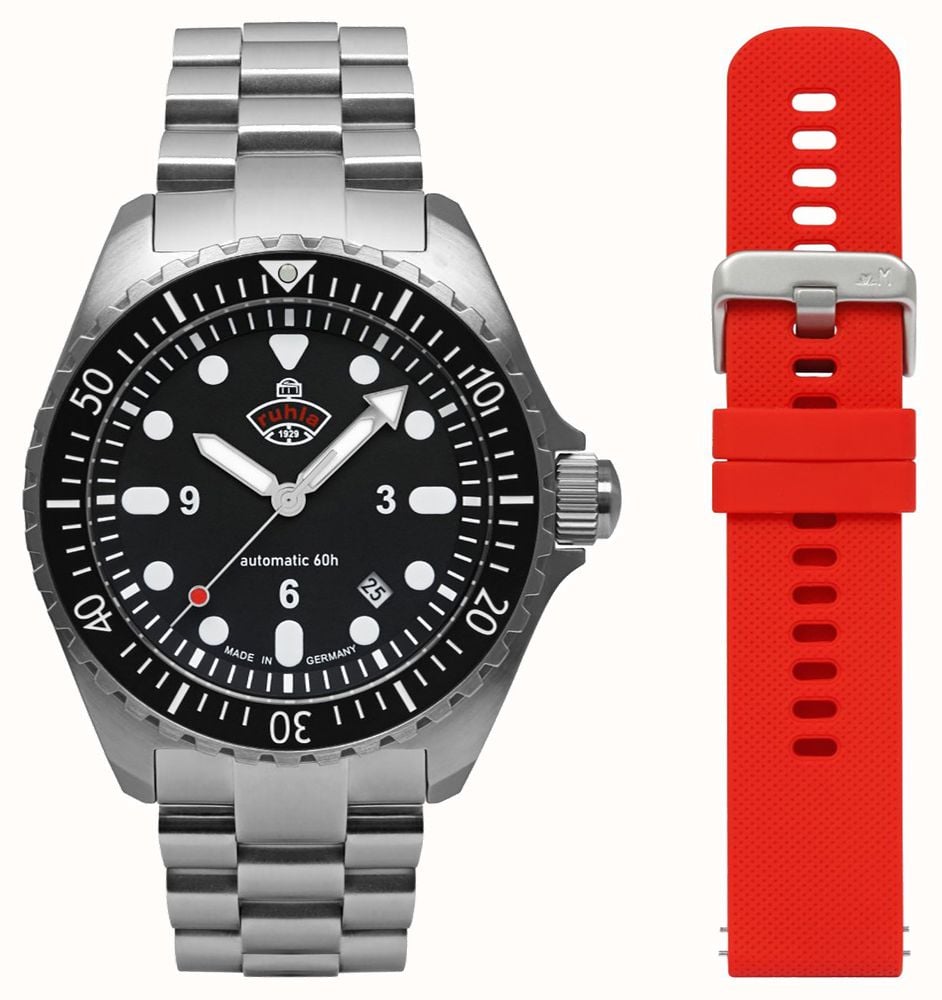 NVA Kommando Minentaucher Black / Red Strap Black Dial