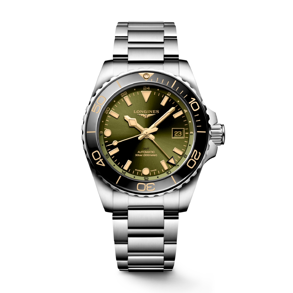 HYDROCONQUEST GMT Green / Stainless Steel | Green Dial