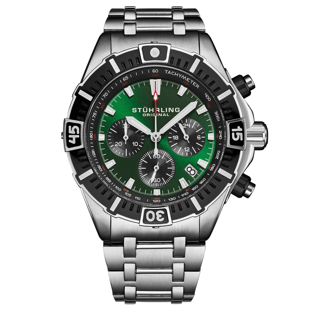 Stellar 44mm Japanese Quartz Chronograph Green/Stainless Steel | Green Dial
