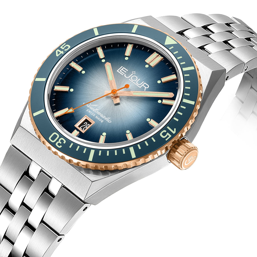 DELMARE Two-tone Blue Sunray Blue Dial