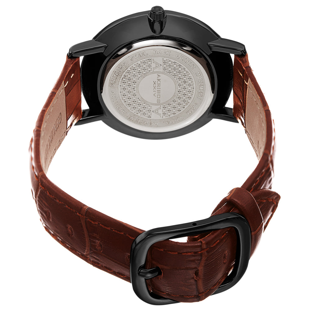 Quartz Black Dial Men's Watch Black/Brown | Black Dial