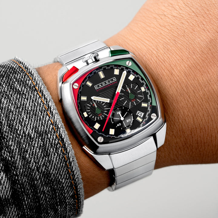 Taurus Chronograph Red & Green / Stainless Steel | Black Dial