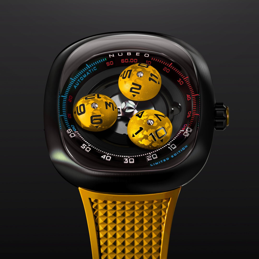 Tri-star Orbit Automatic Limited Edition Yellow / Rubber Strap | Yellow Dial