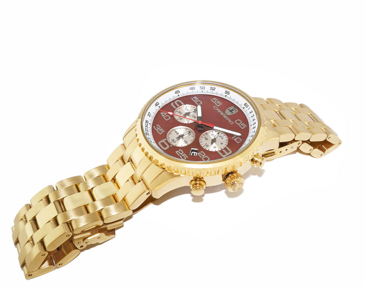 Aureum-MB Goldtone/Maroon-White Maroon Dial