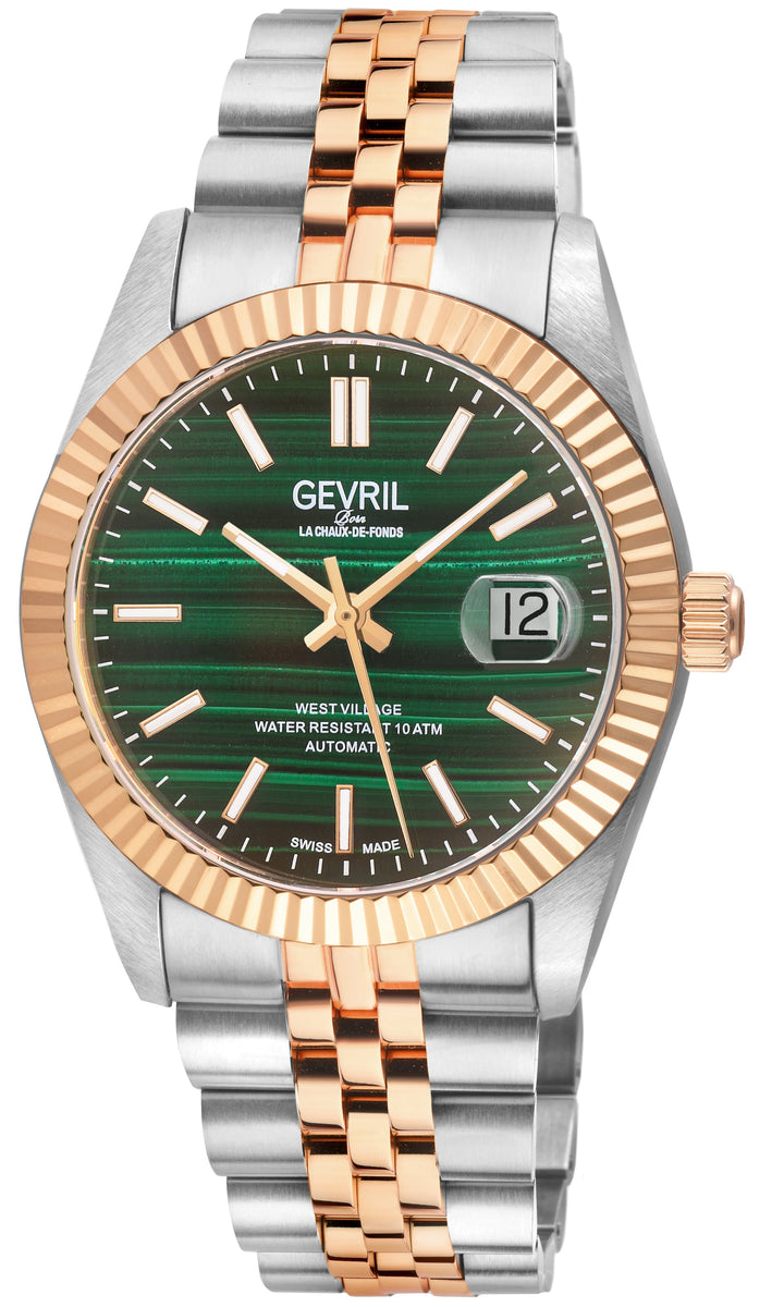 West Village Automatic Gevril Men's Automatic West Village Green Malachite Dial 