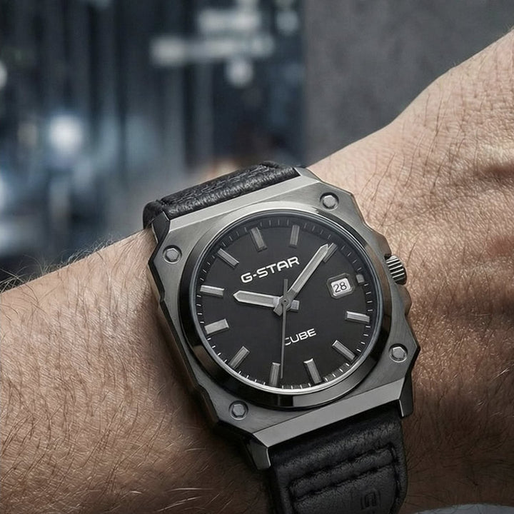 Cube Black Dial / Black Leather Strap Black Dial
