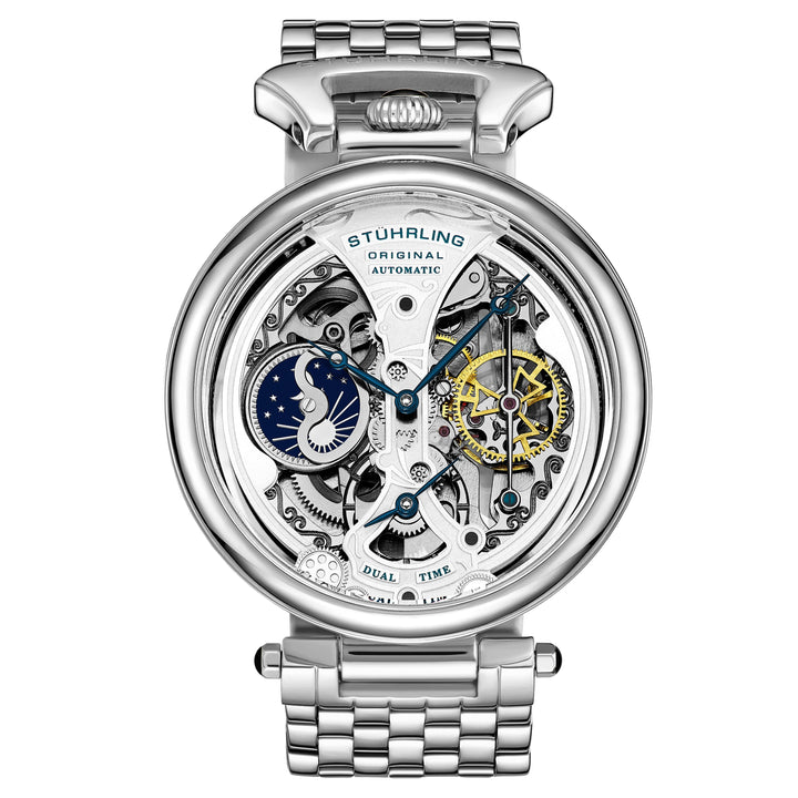Emperor's Grandeur Dual Time Automatic 46mm Skeleton Silver/Stainless Steel | Si