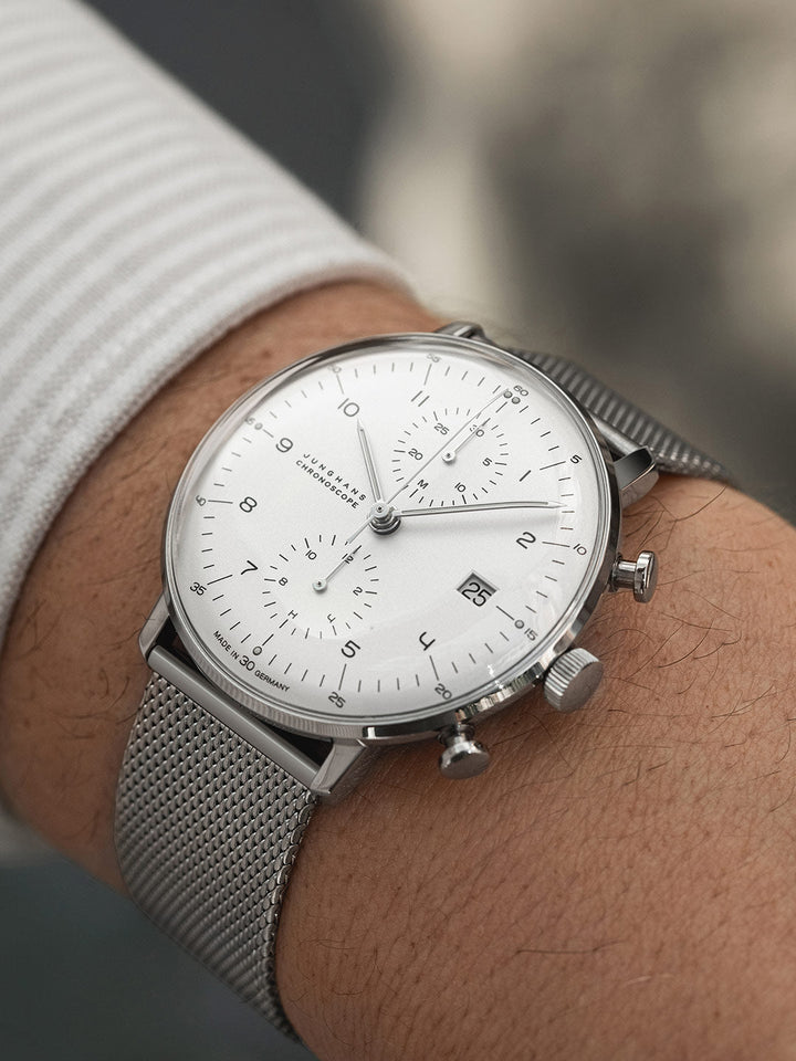 Max Bill Chronoscope White Dial / Milanese Bracelet White Dial