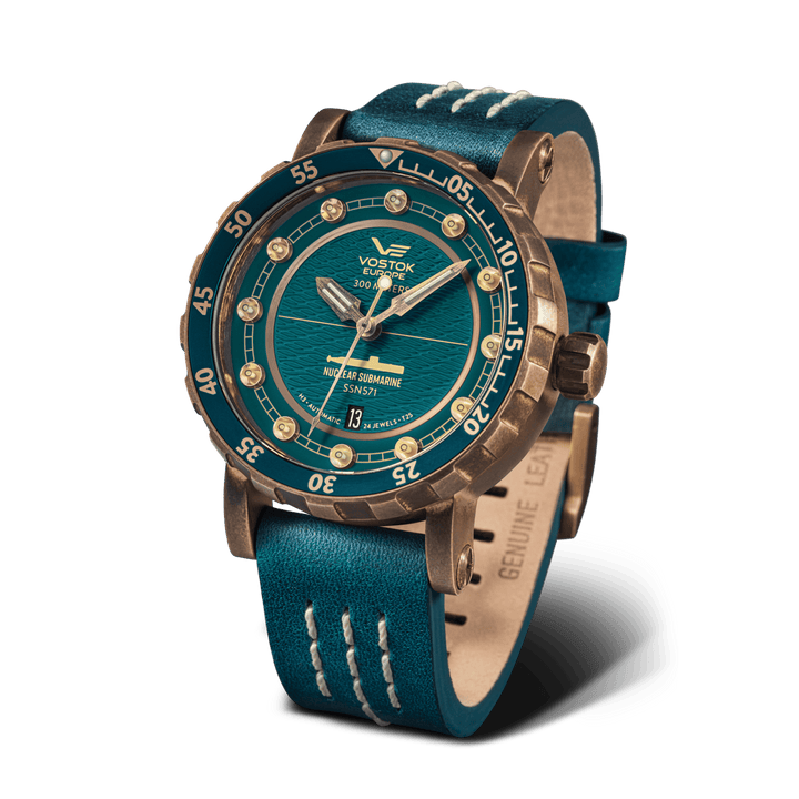 VOSTOK-EUROPE SSN-571 AUTOMATIC NH35A/571O609 Teal / Green Leather | Teal Dial