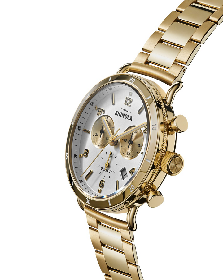 Watch: Canfield Sport 40mm, Gold Bracelet Silver Dial