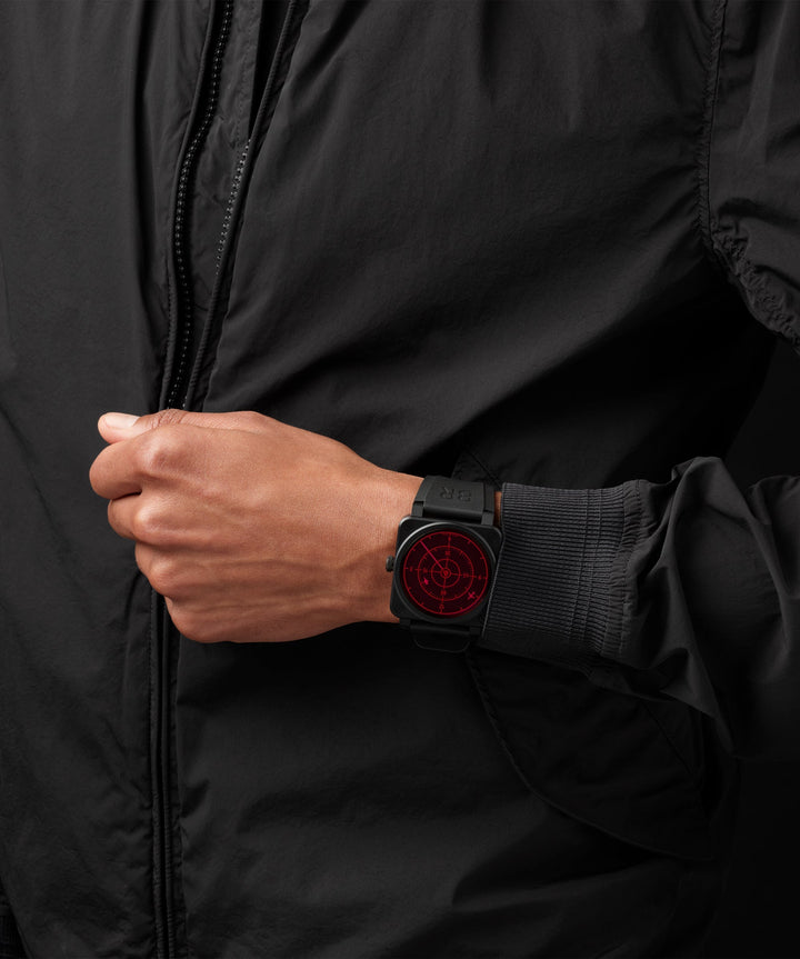 BR 03-92 Red Radar Ceramic Black Dial / Black Rubber Strap Black Dial