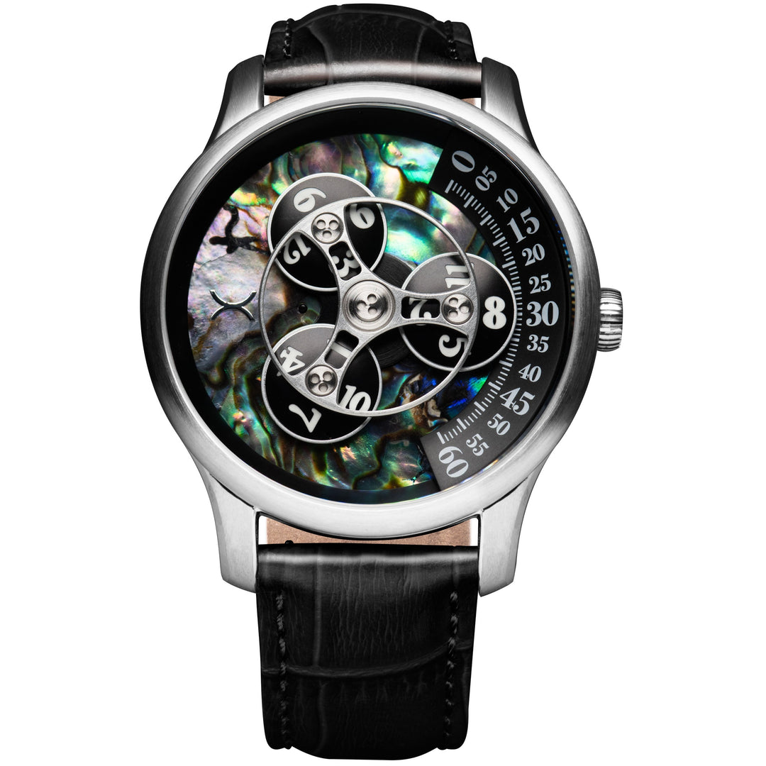 Triptych Automatic Wandering Hour Stone Edition Abalone Blue Dial