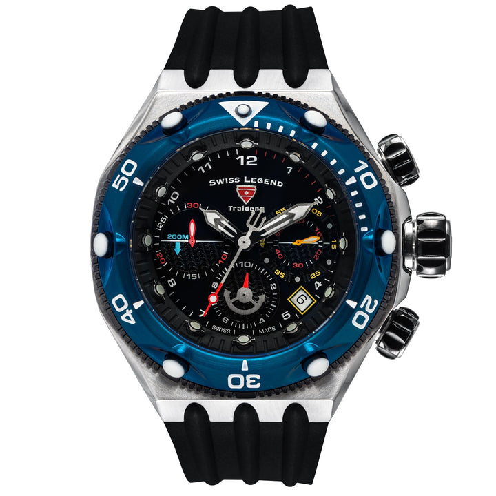 Traident Chronograph Black & Blue / Rubber | Black Dial