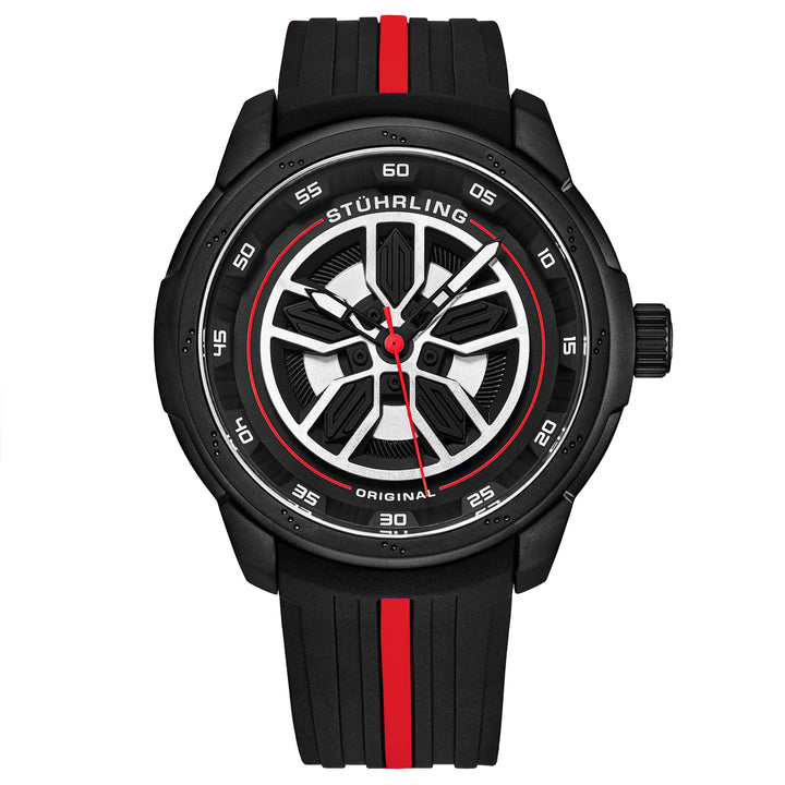 Aviator Black and red/Rubber/Black/Silver Dial/Black Case | Black Dial