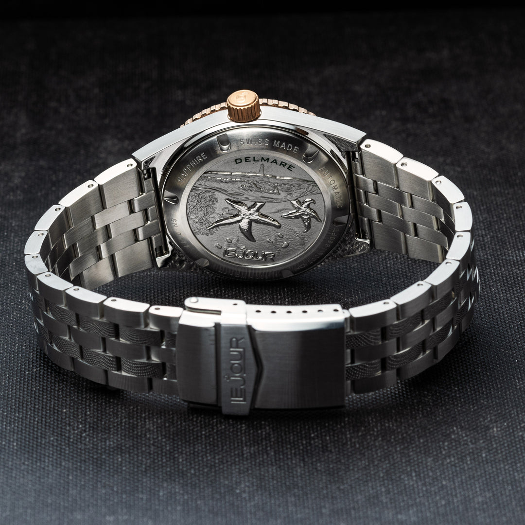 DELMARE Two-tone Blue Sunray Blue Dial