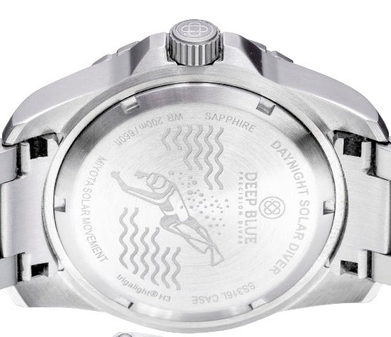 DAYNIGHT 43MM DIVER SOLAR  STAINLESS STEEL TRITIUM DAYNIGHT  BLACK/WHITE BEZEL –