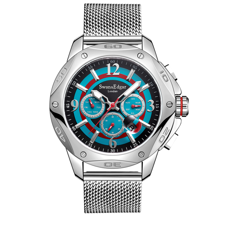 Sports Target Automatic Teal Dial / Silver Stainless Steel Mesh Bracelet Blue Di