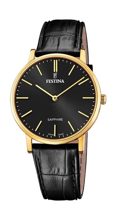 Swiss Made Black / Leather Black Dial
