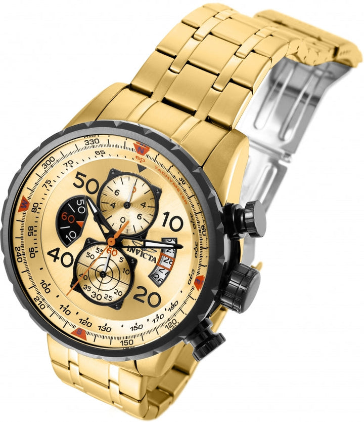 Aviator Chronograph Gold Dial / Gold Stainless Steel Bracelet Gold Dial