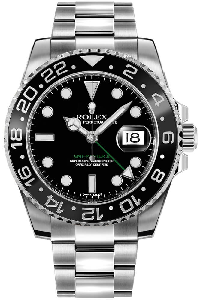 Pre-Owned Rolex Oystersteel GMT-Master II Black Dial Ref. 116710LN