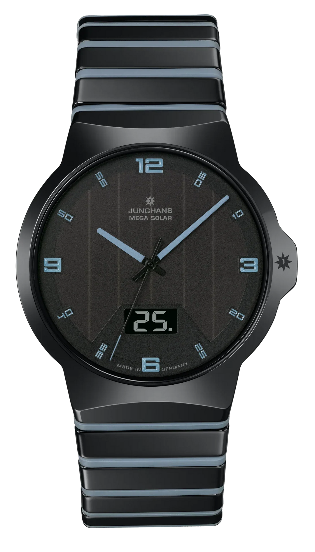Force Mega Solar Black Ceramic / Ceramic Bracelet Black Dial